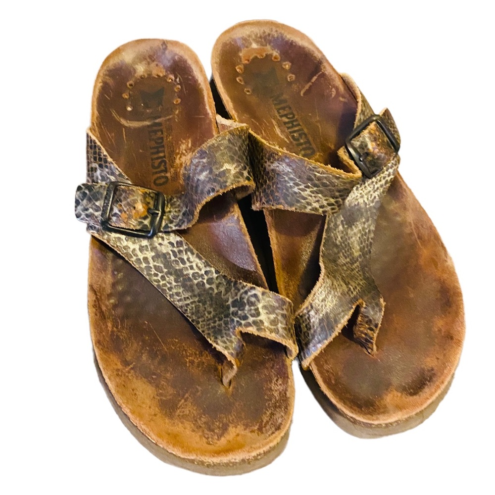 MEPHISTO Snakeskin Print Lightweight Sandal
